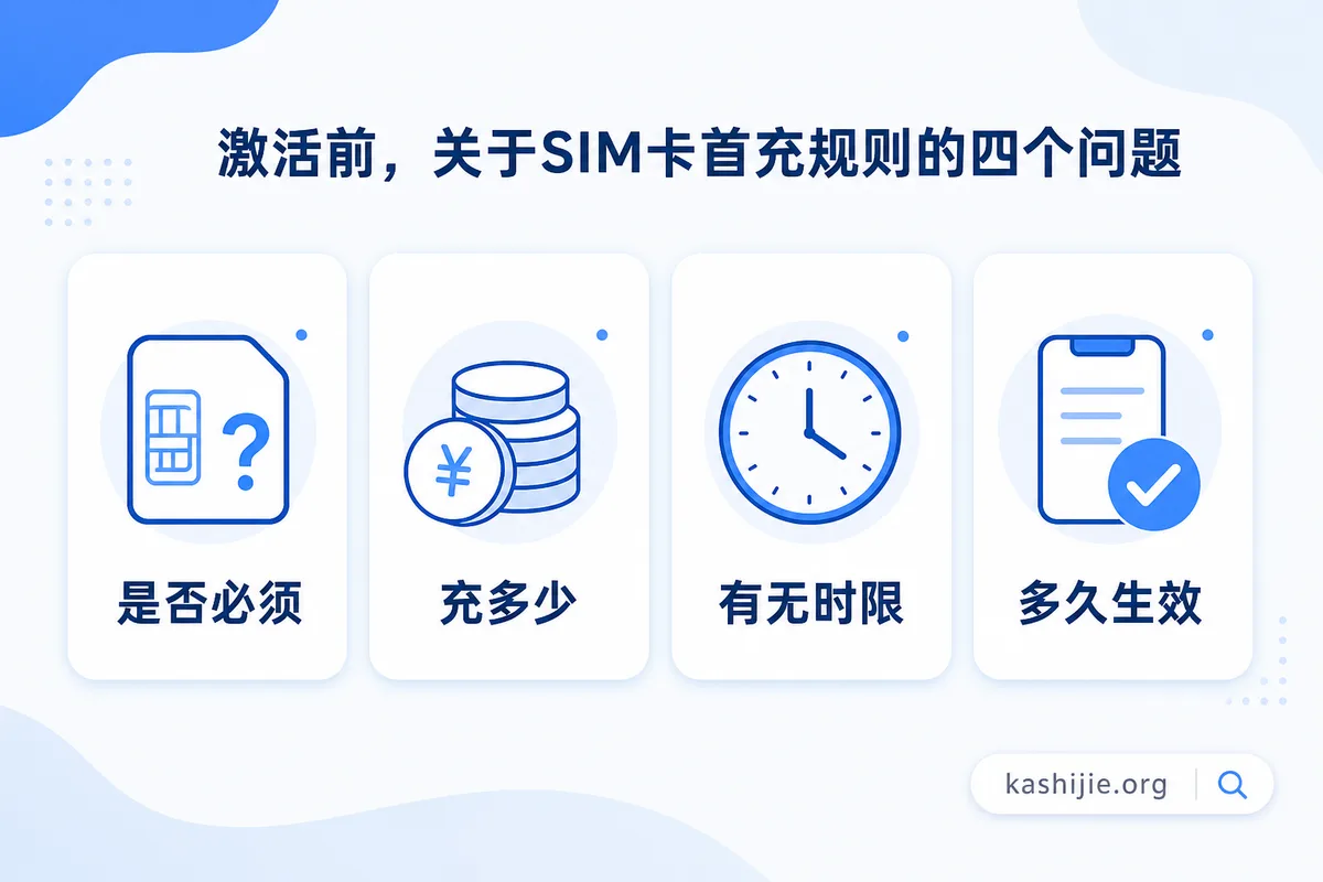 激活前关于流量卡首充规则的四个问题：是否必须、充多少、有无时限、多久生效 - kashijie.org