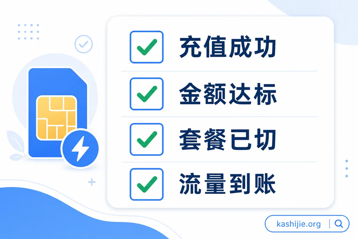 判断首充是否到位的清单：充值成功、金额达标、套餐已切、流量到账 - kashijie.org