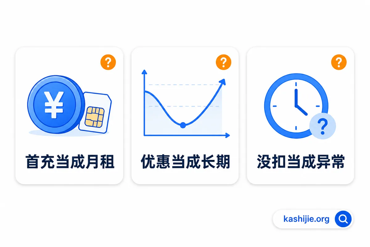 用户判断月租扣费时最常见的三个误区：把首充当月租、把优惠当长期、把没扣当异常 - kashijie.org